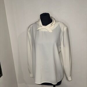 Ali miles top Tunic size medium‎ Cream Long Sleeve Tie Neck Blouse